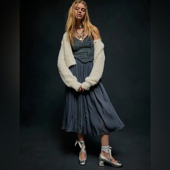 NWOT Free People Arabesque Velvet/Chiffon Maxi Dress in Flint Stone size S RARE - Picture 4 of 14